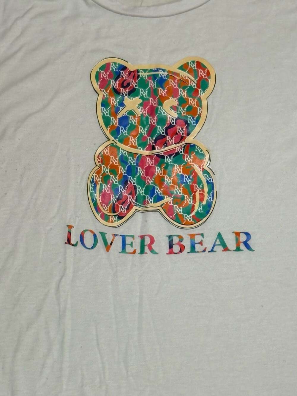 Lover Bear Bear Print T-Shirt Size M White Graphic Tee
